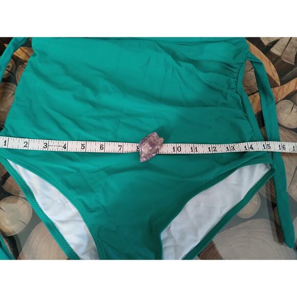 Beachsissi Green One Piece Bathing Suit Ruffle Surplice Swimwear NWT Large - Picture 10 of 11